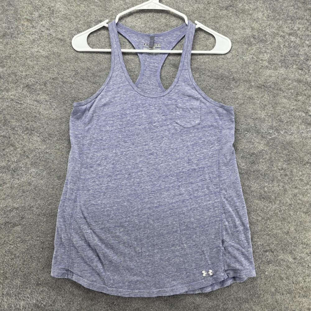 Under Armour Tank Top Womens M Purple Scoop Neck HeatGear Lightweight Breathable